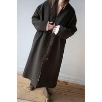 Apiece Apart Safaa High Neck Coat in Dark Olive