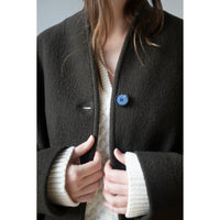 Apiece Apart Safaa High Neck Coat in Dark Olive