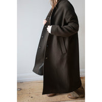 Apiece Apart Safaa High Neck Coat in Dark Olive