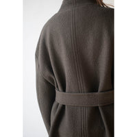 Apiece Apart Safaa High Neck Coat in Dark Olive