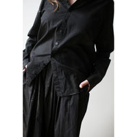 Pas de Calais Cotton Checkered Crewneck Shirt in Black