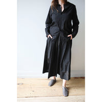 Pas de Calais Cotton Checkered Crewneck Shirt in Black