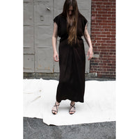 Apiece Apart Monde Drape Bias Maxi Dress in Black Coffee