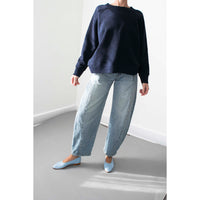 JUDITH Boxy Raglan Crew in Dark Navy