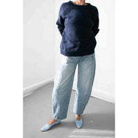 JUDITH Boxy Raglan Crew in Dark Navy