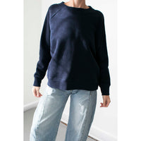 JUDITH Boxy Raglan Crew in Dark Navy