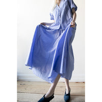 Apiece Apart Hanne Tie Maxi Skirt in Microstripe Blue & Cream