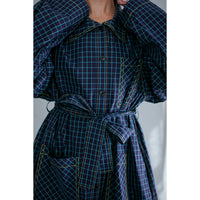 Kasmaria Trench Dress in Blue Windowpane Check