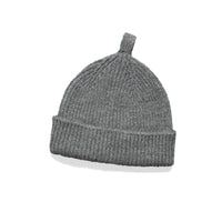 MHL. Simple Ribbed Beanie in School Grey British Wool