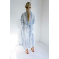 Pas de Calais Blue Shirring Stripe Dress in Off White