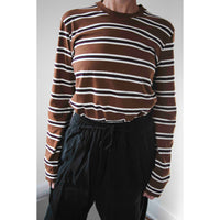 Kallmeyer Wynn Long Sleeve T-Shirt in Rust Multi Stripe