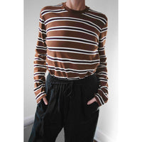 Kallmeyer Wynn Long Sleeve T-Shirt in Rust Multi Stripe