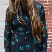 Auralee Printed Airy Silk Georgette Dress in Ink Blue