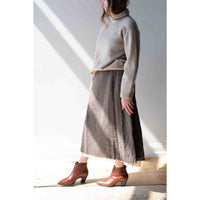 Pas de Calais Herringbone Semi Flared Skirt in Beige