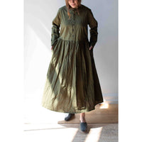 Pas de Calais Cotton Typewriter Dress in Khaki