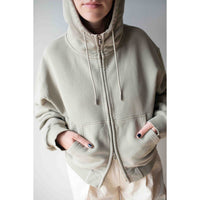 Hope Bubble Zip Hoodie in Faded Khaki
