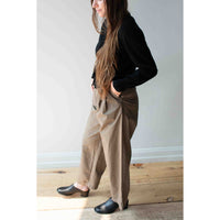 Black Crane Crinkled Wide Trousers in Mud