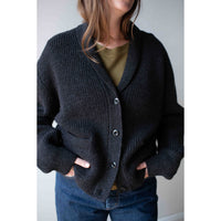 MHL. Shawl Collar Cardigan in Charcoal Wool