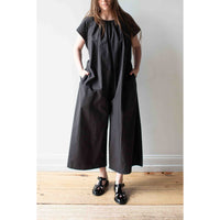 Black Crane Shirred Jumpsuit in Black