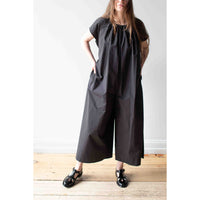 Black Crane Shirred Jumpsuit in Black