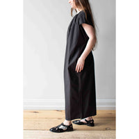 Black Crane Shirred Jumpsuit in Black