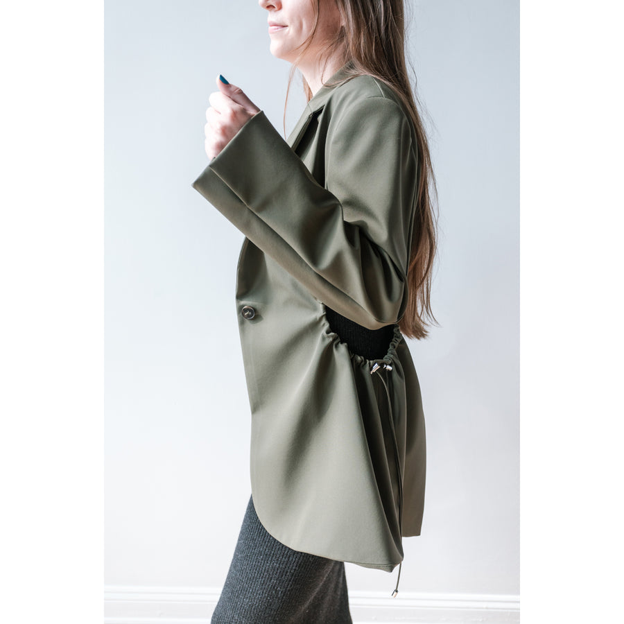 Nomia Gathered Cut Out Blazer in Loden