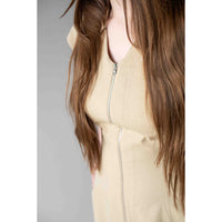 Nomia Zip Front Sleeveless Dress in Sand