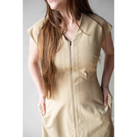 Nomia Zip Front Sleeveless Dress in Sand