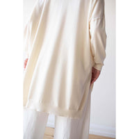 Ichi Antiquités Whole Garment Long Knit Cotton Pullover in Ivory