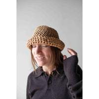 Tsuyumi Rough Crocheted Cloche in Tan