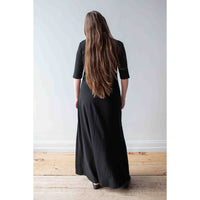 Raquel Allegra Bianca Drama Maxi Dress in Black