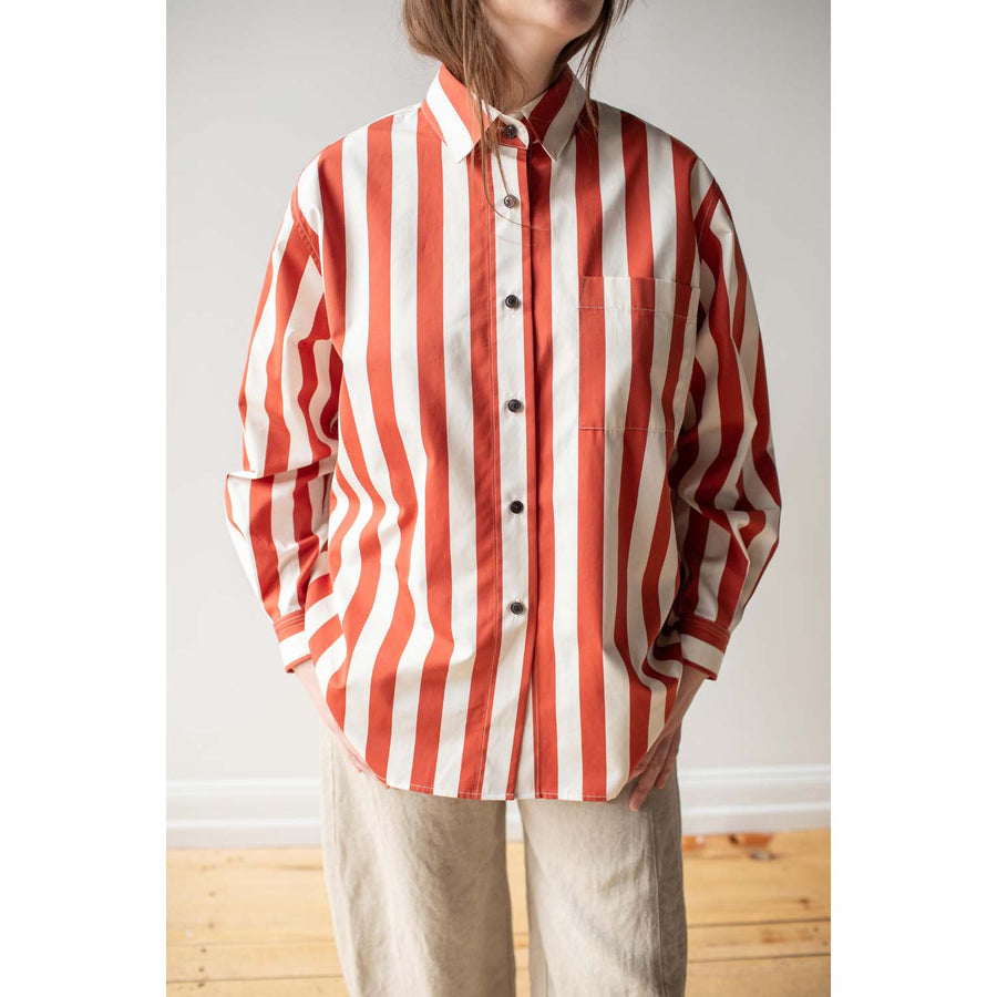KasMaria Oversized Shirt in Red Stripe