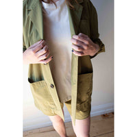 Grei Box Blazer in Army Green