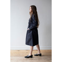 MHL. Tab Waist Dress in Navy Soft Dense Cotton