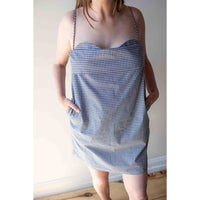 Toit Volant Verona Short Dress in Navy White Gingham