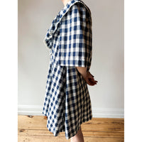 Carleen Ruffle Dress in Navy Gingham