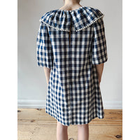 Carleen Ruffle Dress in Navy Gingham