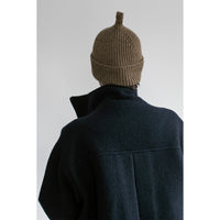 MHL. Simple Ribbed Beanie in Olive British Wool