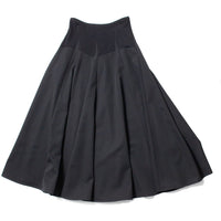 6397 Knit Combo Godet Skirt in Black