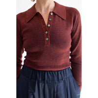 Sayaka Davis Combo Ribbed Polo in Rust x Navy