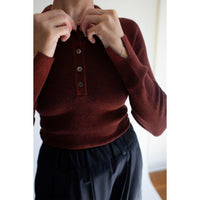Sayaka Davis Combo Ribbed Polo in Rust x Navy