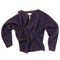 Apiece Apart Softest Silk Cashmere V-Neck in Leo Floral Marl