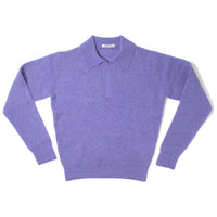 Auralee Baby Suri Alpaca Sheer Knit Skipper Polo in Purple