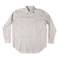 Auralee Cotton Silk Stripe Shirt in Red Brown Stripe