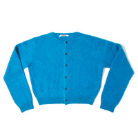 Auralee Garment-Dyed Baby Alpaca Cardigan in Royal Blue