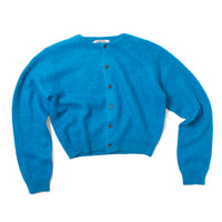 Auralee Garment-Dyed Baby Alpaca Cardigan in Royal Blue