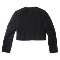 Auralee Heavily Fulled Wool Cotton Collarless Jacket in Black