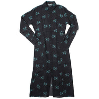 Auralee Printed Airy Silk Georgette Dress in Ink Blue