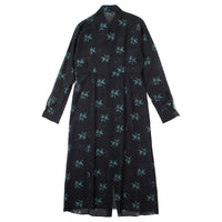 Auralee Printed Airy Silk Georgette Dress in Ink Blue