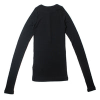 Auralee Wool Silk Soft Rib Henley in Black